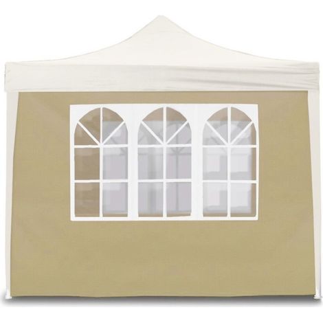 3x2m beige Seitenabdeckung mit Fenstern für 3x3m faltbaren Pavillon (1/2)