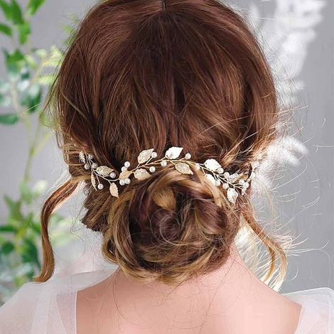 Collar suave hecho a mano con pan de oro — Diadema y tocado — Accesorio para el cabello de novia (para mujeres y niñas) (1/5)