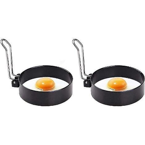 Lot de 2 cercles à œufs antiadhésifs, cercles à œufs pochés, cercles à œufs frits (1/5)