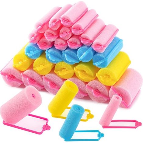 Lot de 36 bigoudis en mousse - Pour dormir - Boucles sans chaleur - Doux et confortables - Pour tous types de cheveux - Accessoire coiffure (1/5)