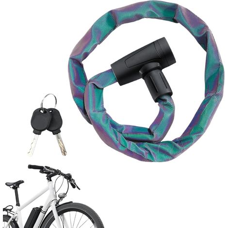 Antivol à chaîne Serrure anti-vol réfléchissante avec boutons – 2,5 pieds de long Bloc pour vélos, motos, scooters, portes, portails, B - (1/5)