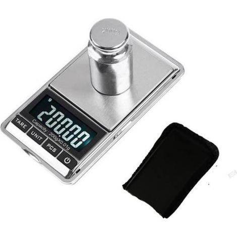 Balance de cuisine numérique - - 200g - Graduation 0,01g - Fonction tare - Argent et noir (1/3)