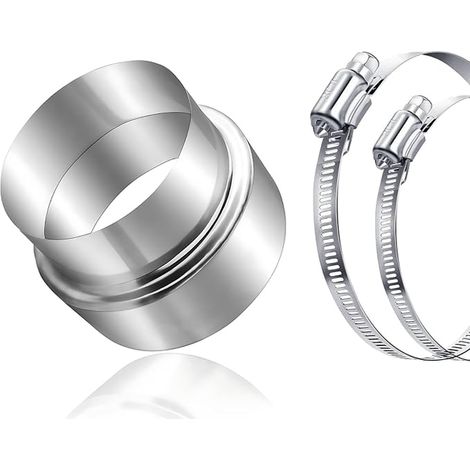 Réducteur Tuyau de Poêle 100 à 90 mm, Raccord Réduction en Acier Inoxydable avec Colliers de Serrage, Adaptateur pour Conduit de Cheminée/Conduit de Fumée (1/5)