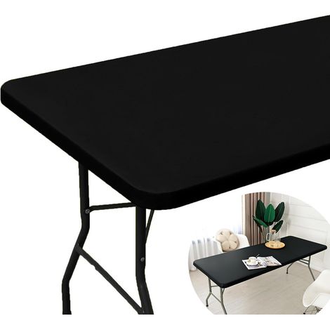 Nappe rectangulaire d'extérieur en PVC imperméable, 183 x 76 cm, avec bord élastique, adaptée aux pique-niques, repas en plein air et tables de jardin (1/4)