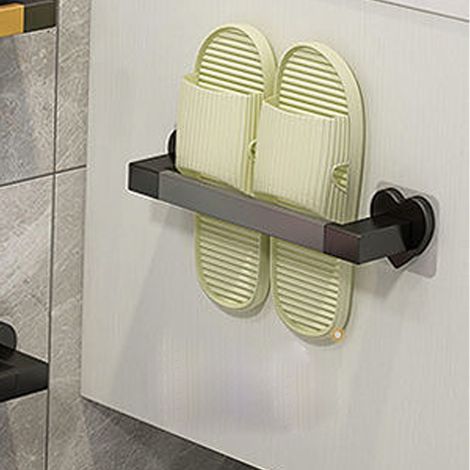 Porte-chaussons mural pour salle de bain, barre porte-serviettes sans perçage, support mural pour chaussons de porte de douche/toilettes (1/5)