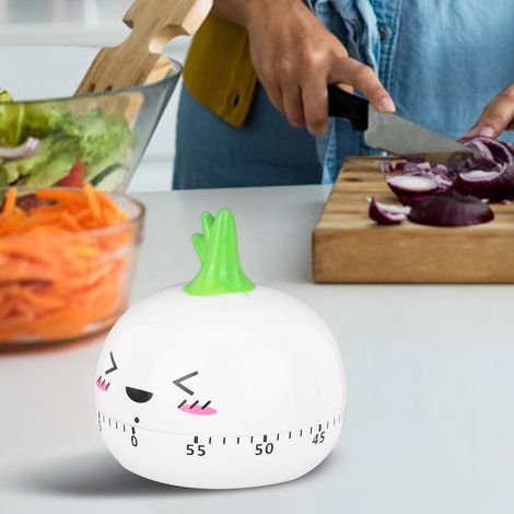 Minuteur de cuisine mécanique manuel à dessin animé, alarme, outil de compte à rebours, blanc (1/5)