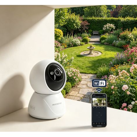Caméra Intelligente WiFi Aigostar Modèle Dôme Intérieur Rotation à 360 Degrés Caméra de Surveillance Bébé Équipement Domotique Sécurité Douce Sérénité pour Toute la Famille