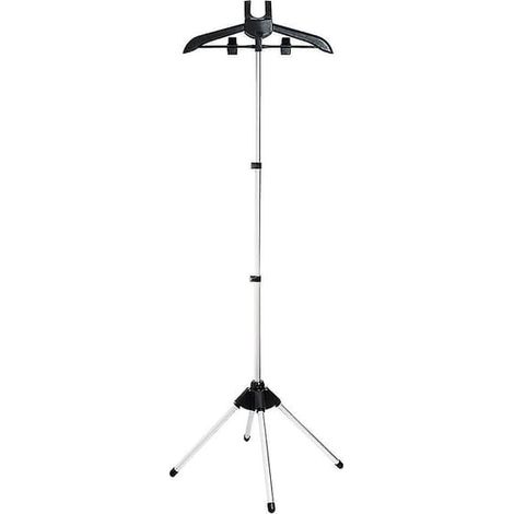 Support de défroissage vapeur pliable et télescopique, cintre pour vêtements, noir (1/5)