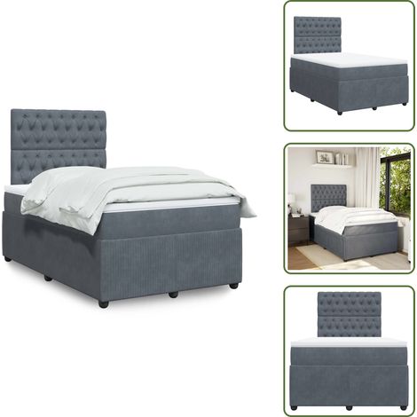 Sommier à lattes de lit et matelas gris foncé 120x190cm velours - Sommier À Lattes De Lit - Sommiers À Lattes De Lit - Lit - Meuble De Chambre À Coucher (1/5)