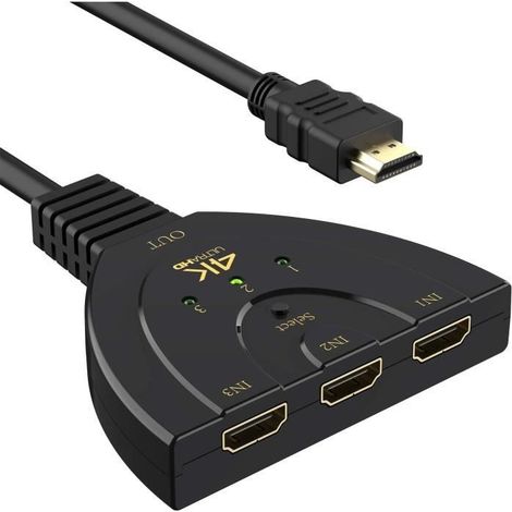 HDMI Switch 4K, Commutateur HDMI 3 Port Switcher HDMI Sélecteur Splitter Manuel,3 Entrées à 1 Sortie HDMI Switcher,Full HD1080p[247] (1/4)