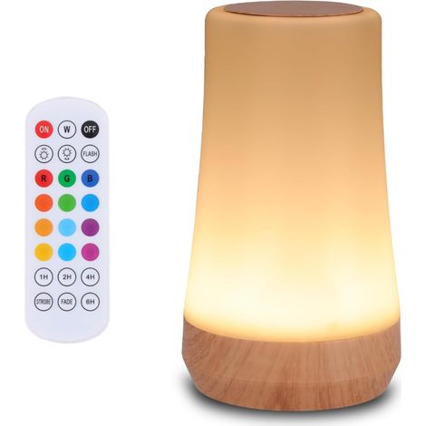 Touch-Nachttischlampe, 13 RGB-Farben, 5 Helligkeitsstufen, USB-aufladbar, Ferndimmung, RGB-Farbwechsel, tragbare Babylampe (F9). (1/5)