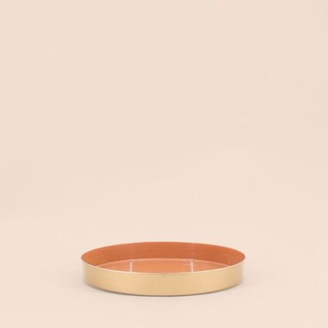 Plateau rond orange, doré 20cm (1/4)