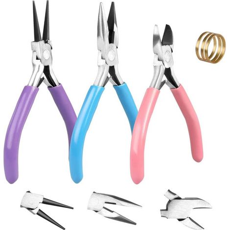 Pinces à Bijoux - 3 Pinces, Outils de Fabrication de Bijoux avec Ouvre-anneau - Pour la Découpe de Bijoux (1/5)