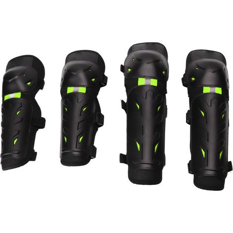 Lot lumineux 4 pièces genouillères coudières vert pour VTT tout-terrain cyclisme extérieur équipement protection nocturne (1/5)