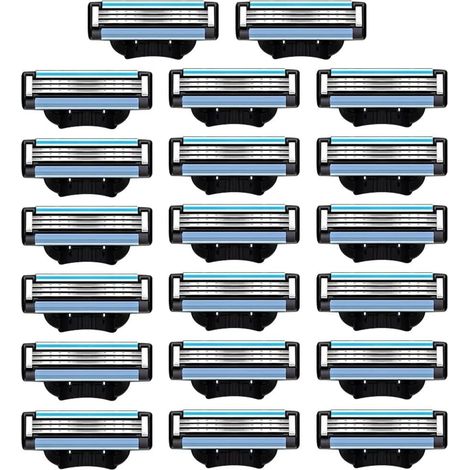 20 Lames Rasoir Mach3 Homme Compatibles Gillette Mach3, Lames de Rechange Double Bande Lubrifiante, Universelles pour Rasage Homme, 20 Pièces (1/5)