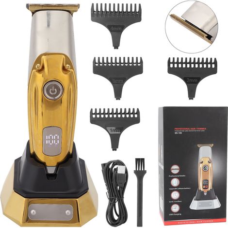 Tondeuse à cheveux électrique professionnelle LCD, kit de coupe et coiffure pour hommes, couleur or (1/5)