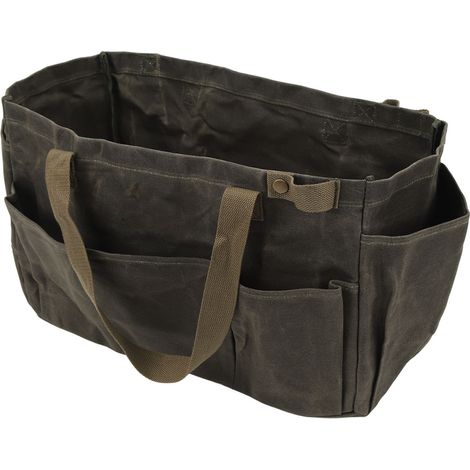 Wasserdichte Werkzeugtasche aus Segeltuch mit Griff und mehreren Fächern, ideal für Camping, Grillabende und Picknicks (olivgrün). (1/4)