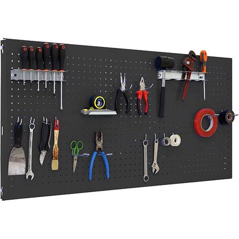 Simonrack Pannello murale antracite con ganci e accessori (1/2)