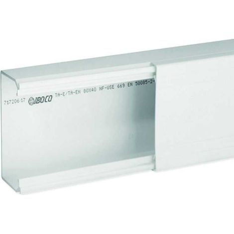 Goulotte de distribution non cloisonnable - 80 x 40 mm - 1 compartiment - Longueur 2 m - Blanc - Ta-e - B00320 - IBOCO