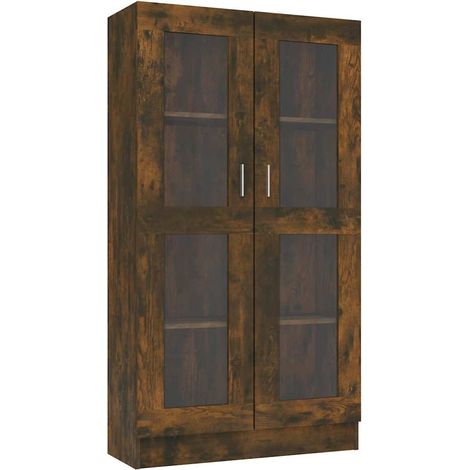 Maison Exclusive - Mobile Vetrina Rovere Fumo 82,5x30,5x150cm in Legno Multistrato (1/5)