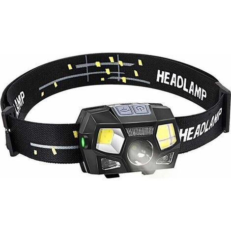 Lampes Frontales, 300 Lumens LED Rechargeable USB Torche Frontale Puissante, 5 Modes d’Eclairage, IPX4 imperméable avec capteur de Mouvement pour Course Camping Cyclisme Éclairage Extérieur (1/4)