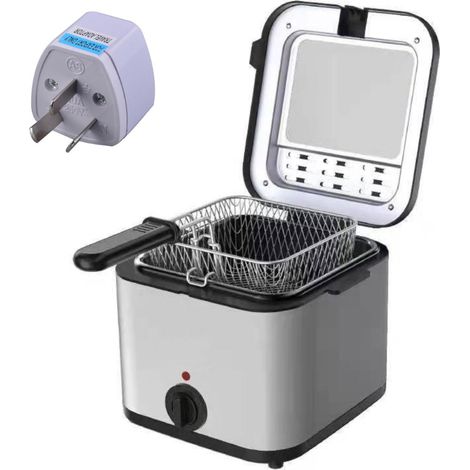 1 Friteuse électrique,Acier inoxydable,1000 W,Poignée anti-brûlure,Revêtement antiadhésif,Cuisine domestique (1/5)