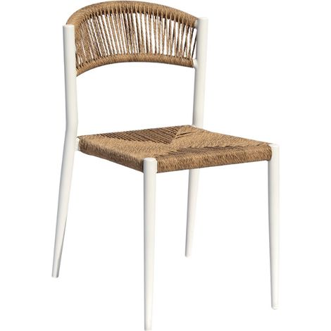 Sedia in alluminio bianco con seduta e schienale twist wicker paglia MALIGI HOME MG/NANDINA Paglia (1/3)