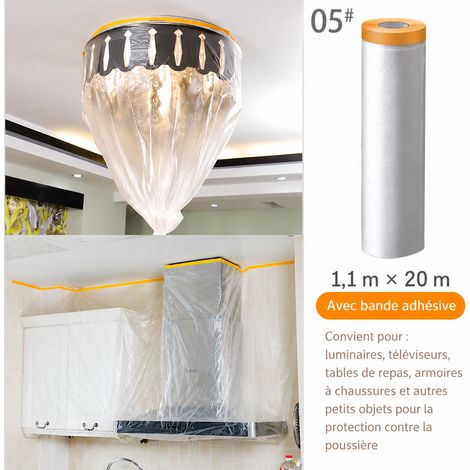 Bâche de protection anti-poussière avec bande adhésive 1,1 m × 20 m 05 1.1 20 30 × 6 × 6 cm 200 g – Livraison gratuite
