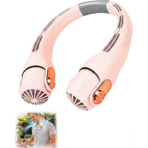 Ventilateur de cou sans pales, portable, rechargeable, double flux d'air, effet rafraîchissant glacé, mains libres (1/5)