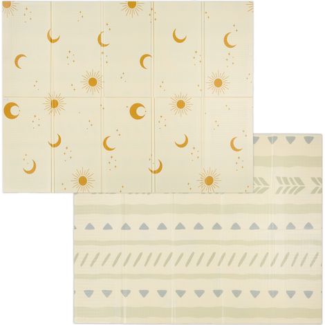 Relaxdays – Tapis de jeu pliable 200 x 150 cm – Mousse XPE multicolore – Motifs amusants – Hydrofuge et lavable – Protection contre les chutes