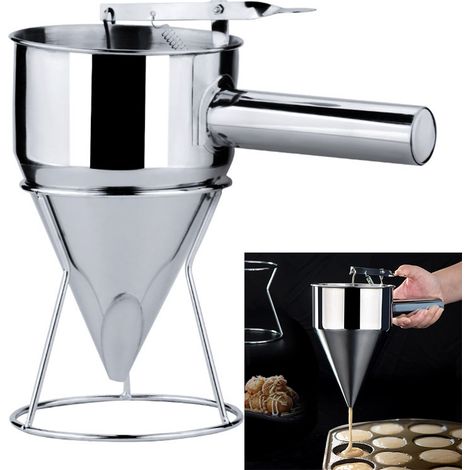 Imbuto a pistone in acciaio inox con supporto, palline di polpo, strumento per dosare panna e salse. (1/5)