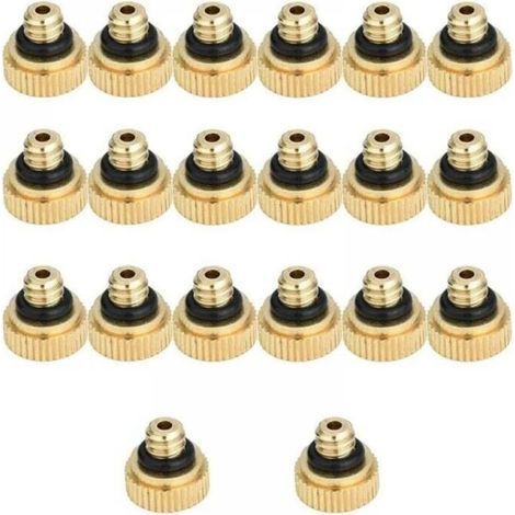 Lot de 20 buses de pulvérisation en laiton, buses de pulvérisation à économie d'eau, adaptées aux systèmes de refroidissement extérieurs, serres,0.4mm (1/5)