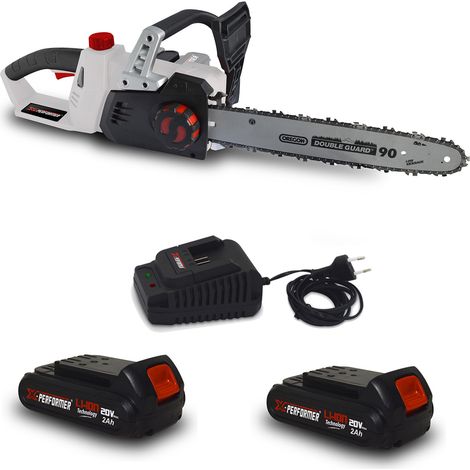 Tronçonneuse 40V (2x20V) X-Performer XPTRO40LI-2B - Double Sécurité - Graissage Auto + 2 Batteries 2 Ah - chargeur