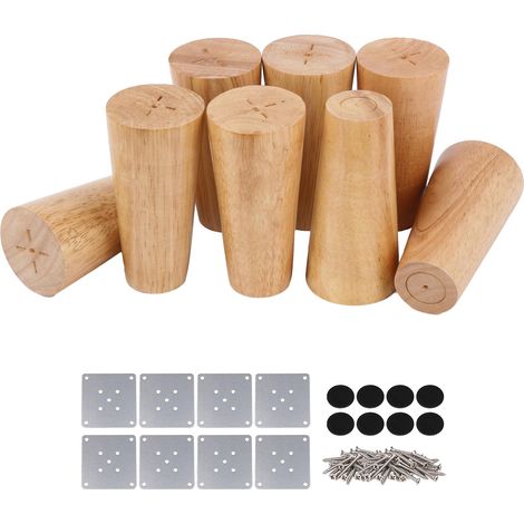 Pieds de rechange pour 8 chaises rondes en bois, avec vis à tête plate en fer (1/5)