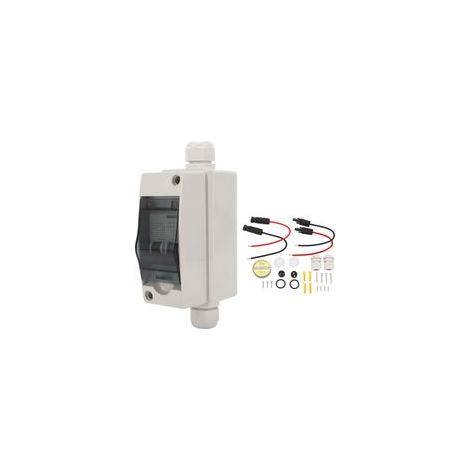 Disjoncteur double pour camping-car avec boîtier sur rail DIN et interrupteur de déconnexion pour panneau solaire 12-400 V CC / 90-400 V CA