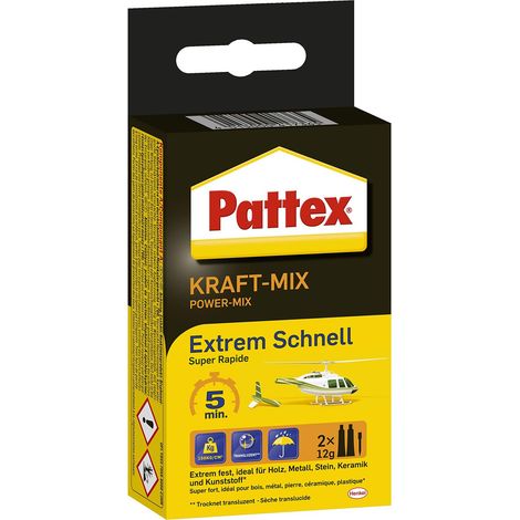 Pattex Kraft-Mix Extrem Schnell, colla a 2 componenti a base di resina epossidica a indurimento estremamente rapido, colla 2K ad alta resistenza per molti materiali, 2x tubo da 12 g (1/5)