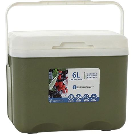 Glacière de camping - Boîte isotherme - Aventures en plein air - Isolation étanche - 6 litres - Verte (1/5)