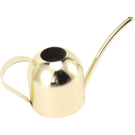 Arrosoir en acier inoxydable, grande capacité, long bec, pour jardinage intérieur et extérieur, couleur or. (1/5)