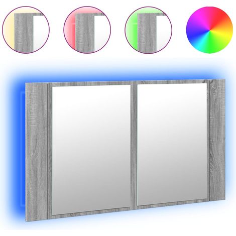 Armoire murale à miroir - Meuble de salle de bain LED sonoma gris 80x12x45 cm fr3005 - Maison La Vie (1/5)