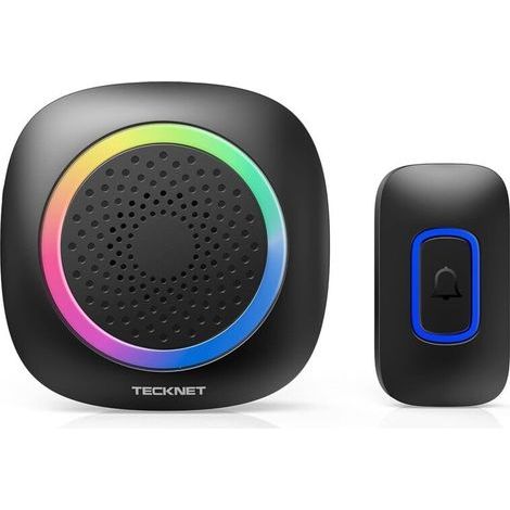 Battery Powered Wireless Doorbell with RGB Light, 60 Melodies, IP66 Waterproof, Suitable for Outdoor Use, Home Doorbell Kit, 400m Range Wireless Doorbell (1/5)
