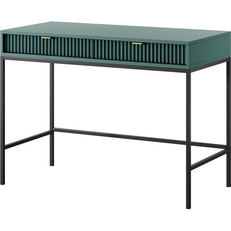 Toeletta: 2 cassetti, labrador, Nero, 104 x 78 x 50 cm, maniglie dorate (1/5)