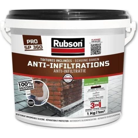 Rubson – Revêtement imperméable pour toiture – Anti-infiltrations – 100% silicone – Résiste aux UV et températures extrêmes – Application monocouche (1/2)