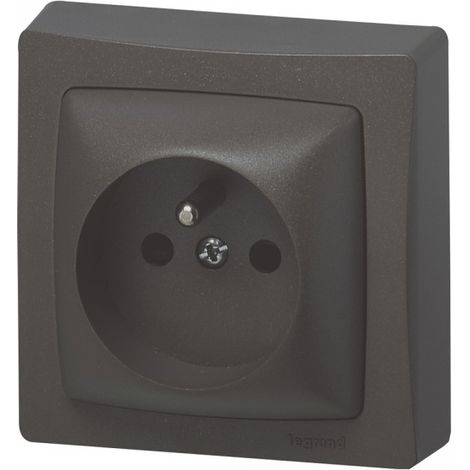 Legrand – Prise de courant 2p+t saillie marron – 16A – Protection avec terre – Bornes automatiques pour installation rapide