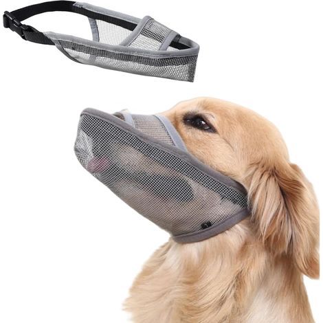 Muselière en maille souple pour chiens de petite, moyenne et grande taille, pour attraper les morsures, lécher et mâcher, permet de haleter et de boire (1/5)