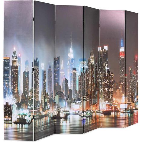 Paravent Cloison de séparation pliable, Pour Jardin, Balcon, Terrasse 228 x 170 cm New York la nuit OIB1748E (1/5)