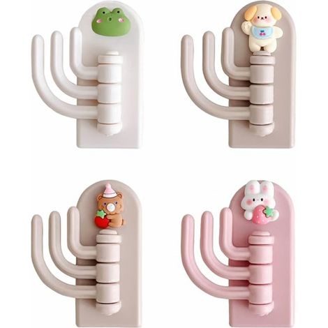 4 Pièces Porte-Manteau Pour Enfants, 3 en 1 Porte-Manteau Animal pour Enfants Crochet Mural en Plastique, Crochet Mural Multifonctionnel pour Enfants (1/4)