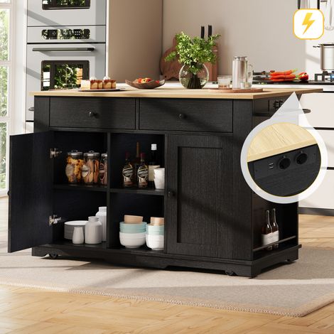 Kücheninsel Aufbewahrungsmöbel klappbar 151,5 cm OKMYHOME (1/5)