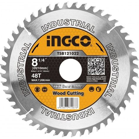 Disco per Taglio Legno da 48 Denti Ø 210x30mm INGCO ricambio per Sega Circolare (1/2)
