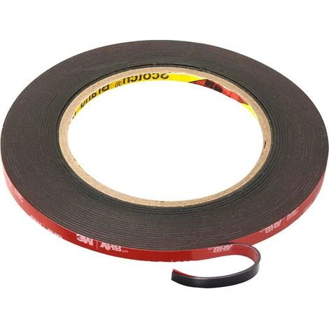 Nastro biadesivo 3M extra forte, 3 m x 6 mm, nero, impermeabile, resistente alle alte temperature, per uso interno ed esterno, confezione da 2 pezzi. (1/5)
