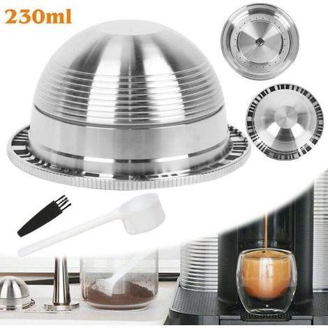 SABIR-Capsules de filtre à café rechargeables et réutilisables en acier inoxydable de 230 ml pour Nespresso Vertuo (1/5)